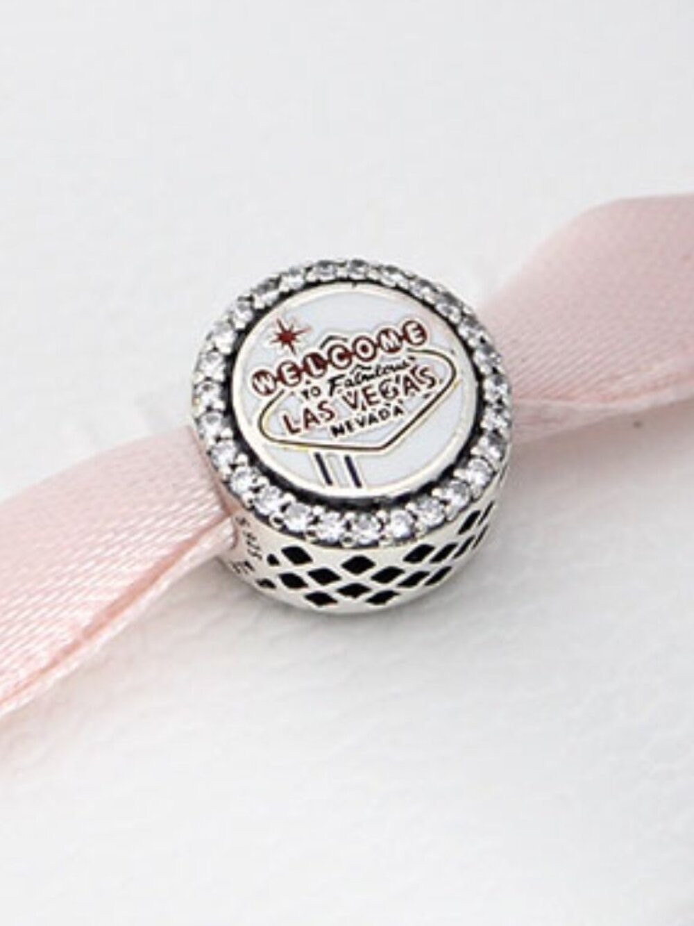 Pandora Las Vegas Sign CZ Button Charm Vegas Exclusive Bracelet Bead Charm - Picture 2 of 3